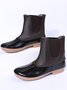 Leopard Plain Plush Warm Panel Waterproof Duck Bean Boots