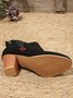 Red Stitched Black Suede Chunky Heel Chelsea Boots