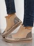 Rhinestone Split Joint Warm Fur Lined Slip on Ankle Boots