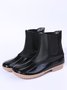 Leopard Plain Plush Warm Panel Waterproof Duck Bean Boots