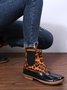 Leopard Plain Plush Warm Panel Waterproof Duck Bean Boots