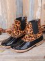 Leopard Plain Plush Warm Panel Waterproof Duck Bean Boots