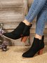 Red Stitched Black Suede Chunky Heel Chelsea Boots