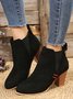Red Stitched Black Suede Chunky Heel Chelsea Boots