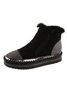Rhinestone Split Joint Warm Fur Lined Slip on Ankle Boots