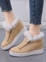 Plus Size Warm Fur Lined Hidden Wedge Ankle Boots
