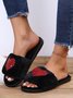 Heart Glitter Decor Fluffy Open-Top Slippers