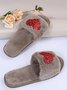 Heart Glitter Decor Fluffy Open-Top Slippers