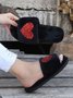 Heart Glitter Decor Fluffy Open-Top Slippers
