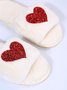 Heart Glitter Decor Fluffy Open-Top Slippers