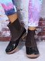 Leopard Plain Plush Warm Panel Waterproof Duck Bean Boots