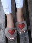 Heart Glitter Decor Fluffy Open-Top Slippers