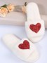 Heart Glitter Decor Fluffy Open-Top Slippers