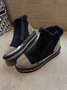 Rhinestone Split Joint Warm Fur Lined Slip on Ankle Boots
