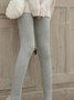 Casual Plain Warm Tights Autumn Winter High Stretch Fleece Socks