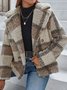 Casual Buckle Plaid Shawl Collar Teddy Jacket