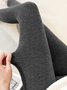 Casual Plain Warm Tights Autumn Winter High Stretch Fleece Socks