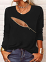 Long sleeve Crew Neck Zipper Casual T-Shirt