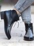 Comfortable Soft Leather Colorblock Lace-Up Pointed Toe Chukkas Booties