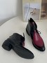 Comfortable Soft Leather Colorblock Lace-Up Pointed Toe Chukkas Booties