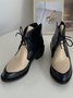 Comfortable Soft Leather Colorblock Lace-Up Pointed Toe Chukkas Booties