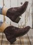Soft Faux Suede Pointed Toe Chunky Heel Booties