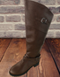 Buckle Zip Casual Straight Boots