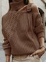 Cotton-Blend Loose Plain Turtleneck Jumper