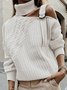 Cotton-Blend Loose Plain Turtleneck Jumper