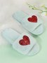 Heart Glitter Decor Fluffy Open-Top Slippers