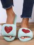 Heart Glitter Decor Fluffy Open-Top Slippers