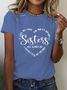 Text Letters Jersey Loose Crew Neck T-shirt