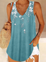 Fit V Neck Floral Casual Tank & Cami