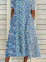 Boat Neck Casual Floral Dress
