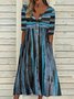Striped Casual Autumn Buttoned Loose Polyester fibre Half sleeve Crew Neck T-Shirt Dress Dress for Women