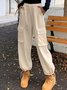 Drawstring Plain Pockets Casual Cargo Pants