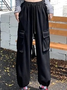 Drawstring Plain Pockets Casual Cargo Pants