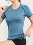 Sports Plain Breathable Quick Dry Wicking Short Sleeve Crew Neck Yoga & Fitness