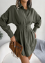 Regular Fit Casual Shirt Collar Plain Dress