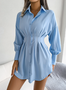 Regular Fit Casual Shirt Collar Plain Dress