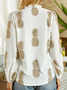 Polyester Fibre V Neck Floral Loose Blouses