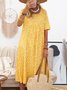 Casual Printed Crew Neck Midi