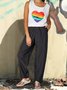 Loose Cotton-Blend Plain Trousers