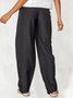 Loose Cotton-Blend Plain Trousers