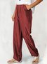 Loose Cotton-Blend Plain Trousers
