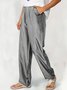Loose Cotton-Blend Plain Trousers