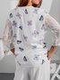 Polyester Fibre Butterfly V Neck Casual Casual Top