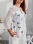 Polyester Fibre Butterfly V Neck Casual Casual Top