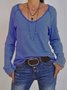 Casual Cotton-Blend V Neck Plain Blouses