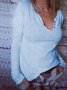 V Neck Basics Cotton-Blend Blouses